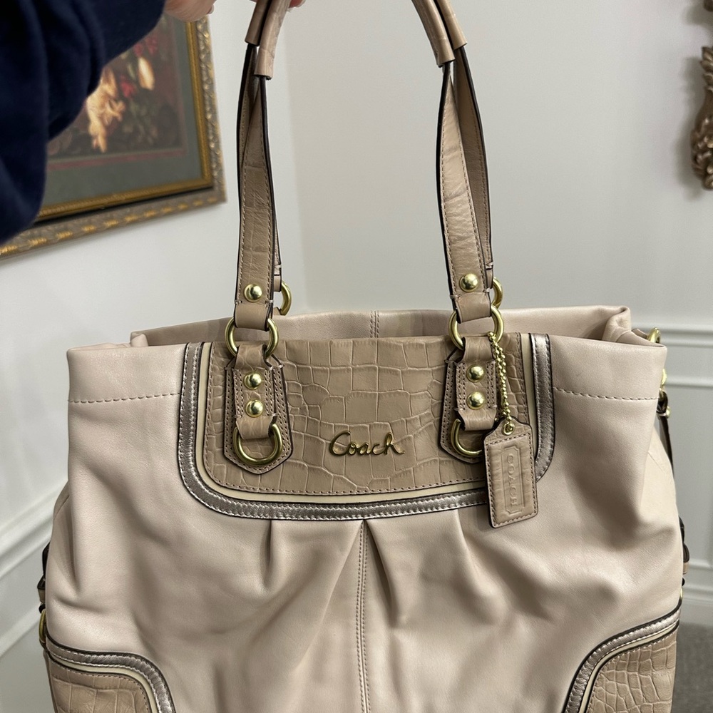 Tan Coach Ashley shoulder bag